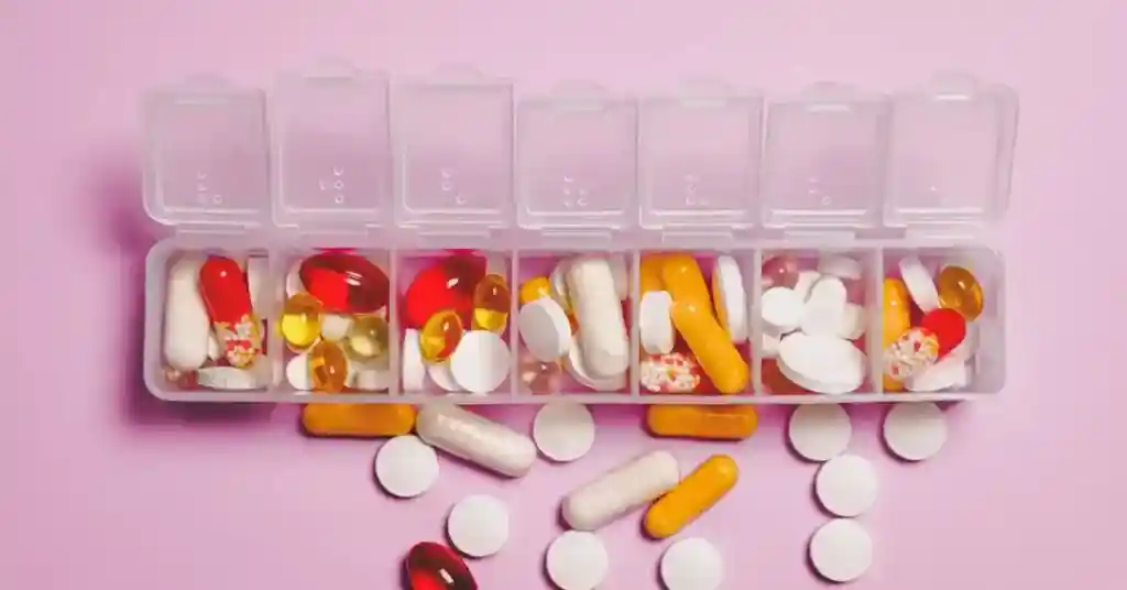 a plastic container with pills in it