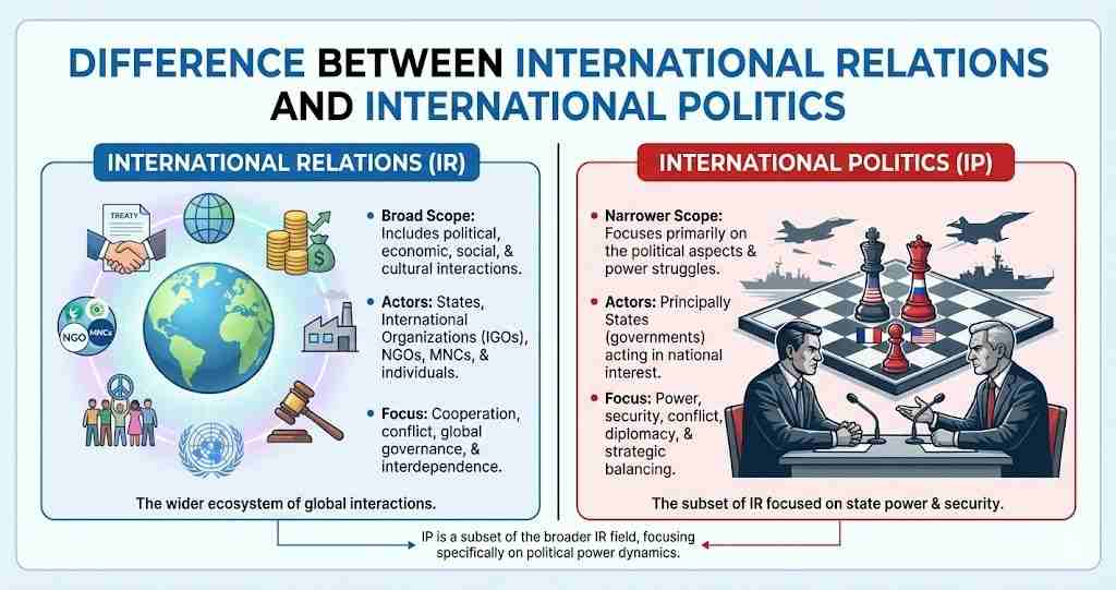 আন্তর্জাতিক সম্পর্ক ও আন্তর্জাতিক রাজনীতির মধ্যে পার্থক্য